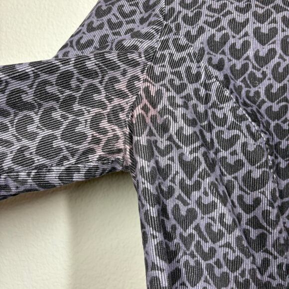 Boden Size 12R Corduroy Heart Prints Shift Mini Dress Purple Half Sleeves - Picture 5 of 9